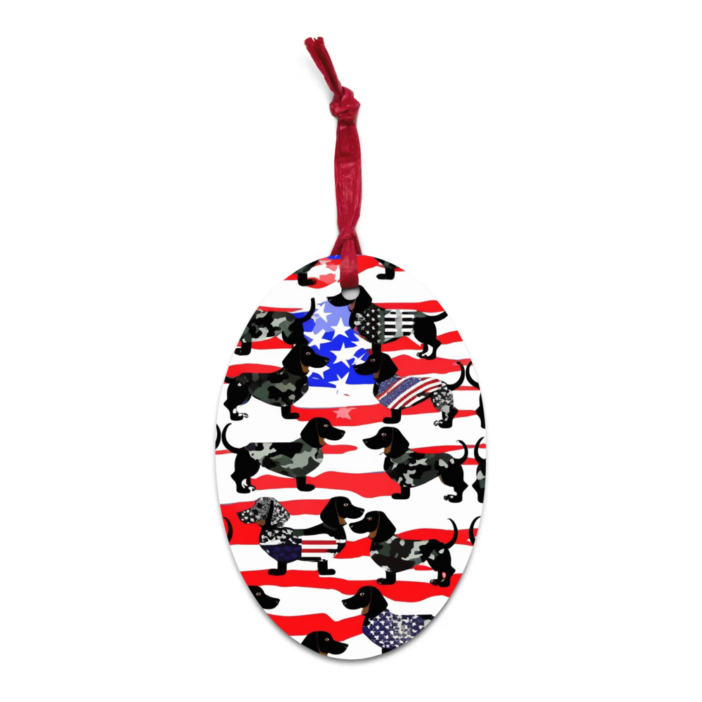 PugMug Custom Black Dachshund Wooden Ornament