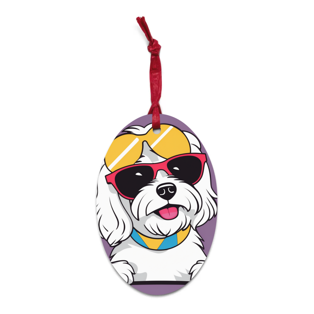 PugMug Custom White Havanese Dog Wooden Ornament