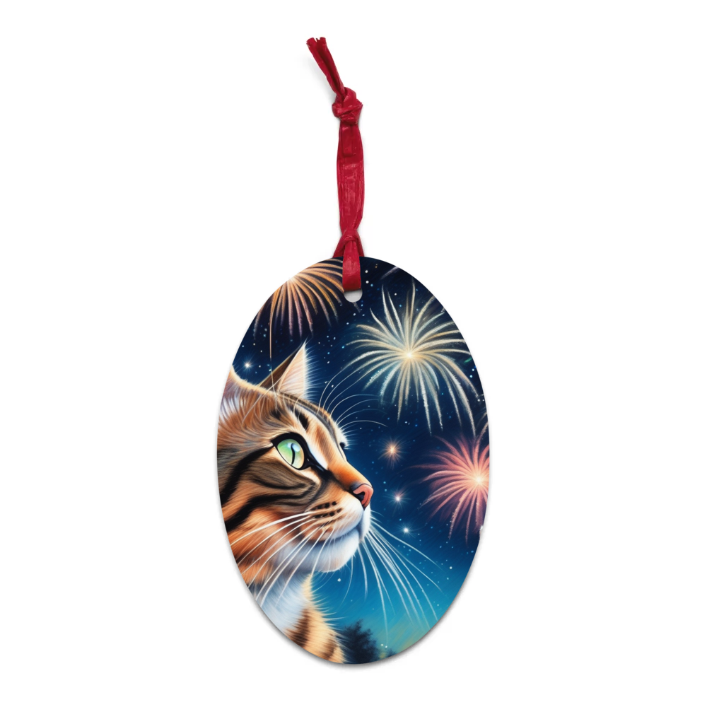 PugMug Custom Tabby Exotic Cat Wooden Ornament