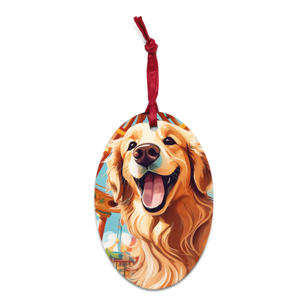 PugMug Custom Golden Retriever Wooden Ornament