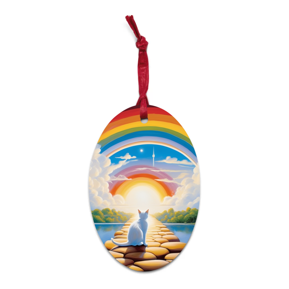 PugMug Custom White Companion Cat Wooden Ornament