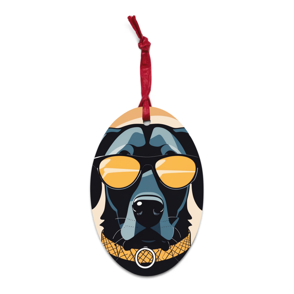 PugMug Custom Black Labrador Retriever Wooden Ornament