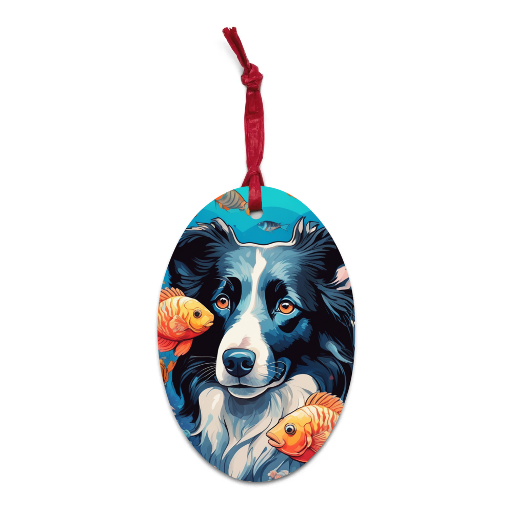 PugMug Custom Border Collie Wooden Ornament