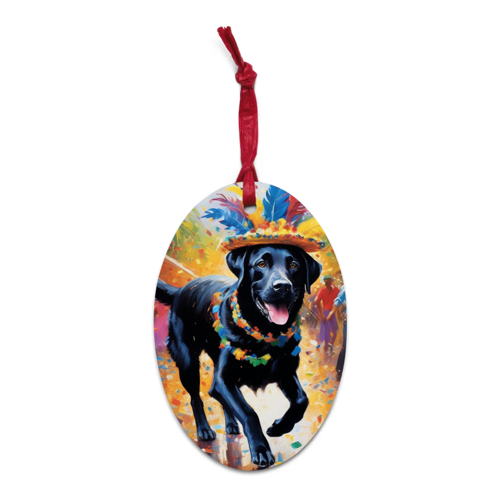 PugMug Custom Black Labrador Retriever Wooden Ornament