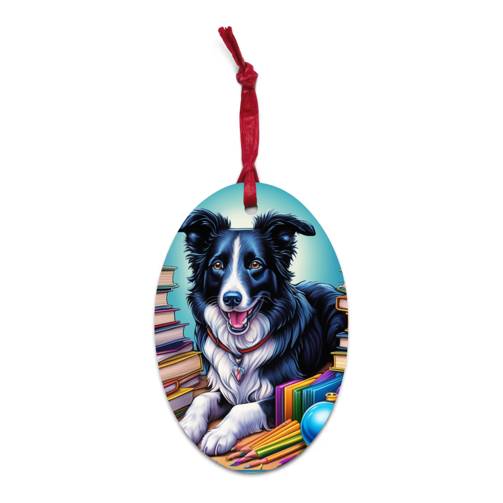 PugMug Custom Border Collie Wooden Ornament