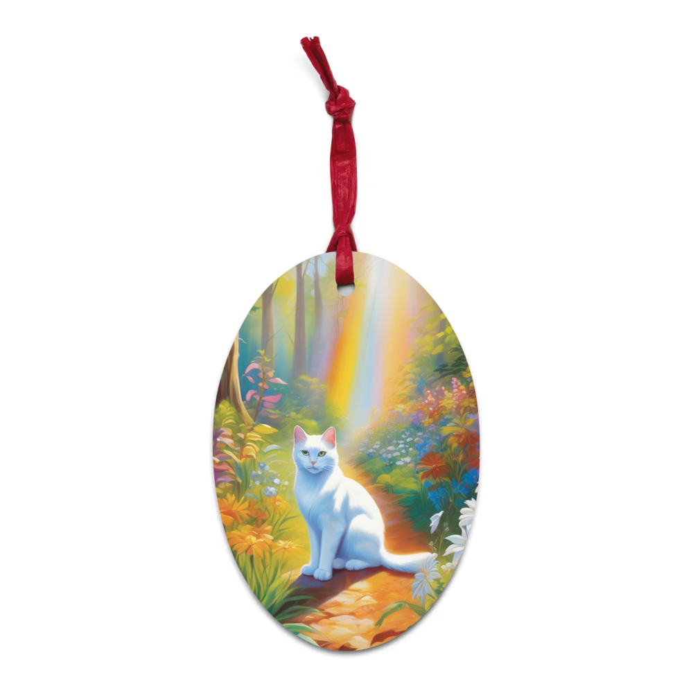 PugMug Custom White Companion Cat Wooden Ornament