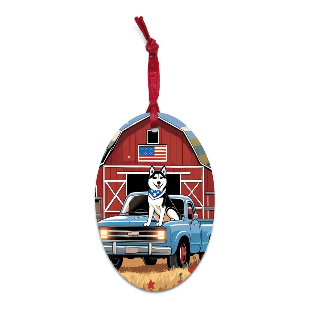 PugMug Custom Siberian Husky Wooden Ornament