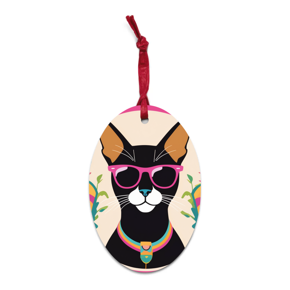 PugMug Custom Black Abyssinian Cat Wooden Ornament