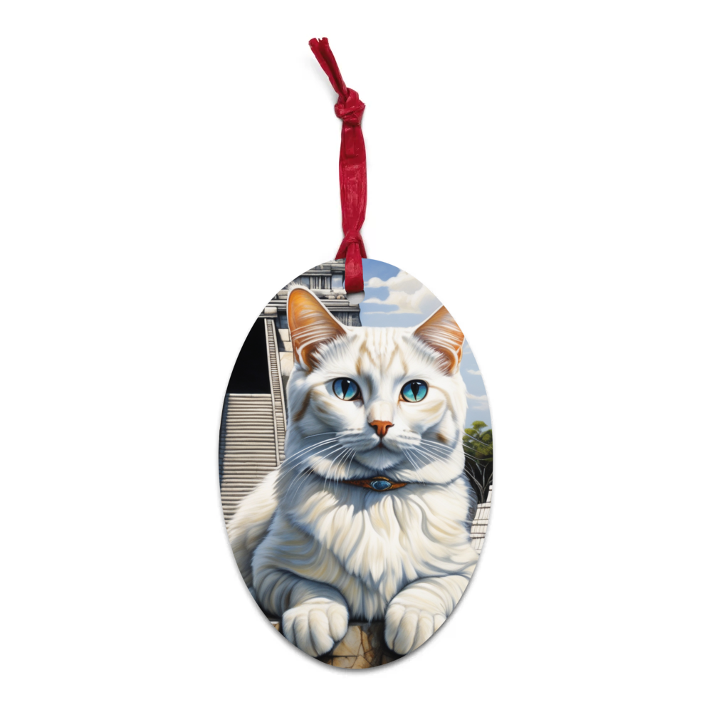 PugMug Custom White Ragdoll Cat Wooden Ornament