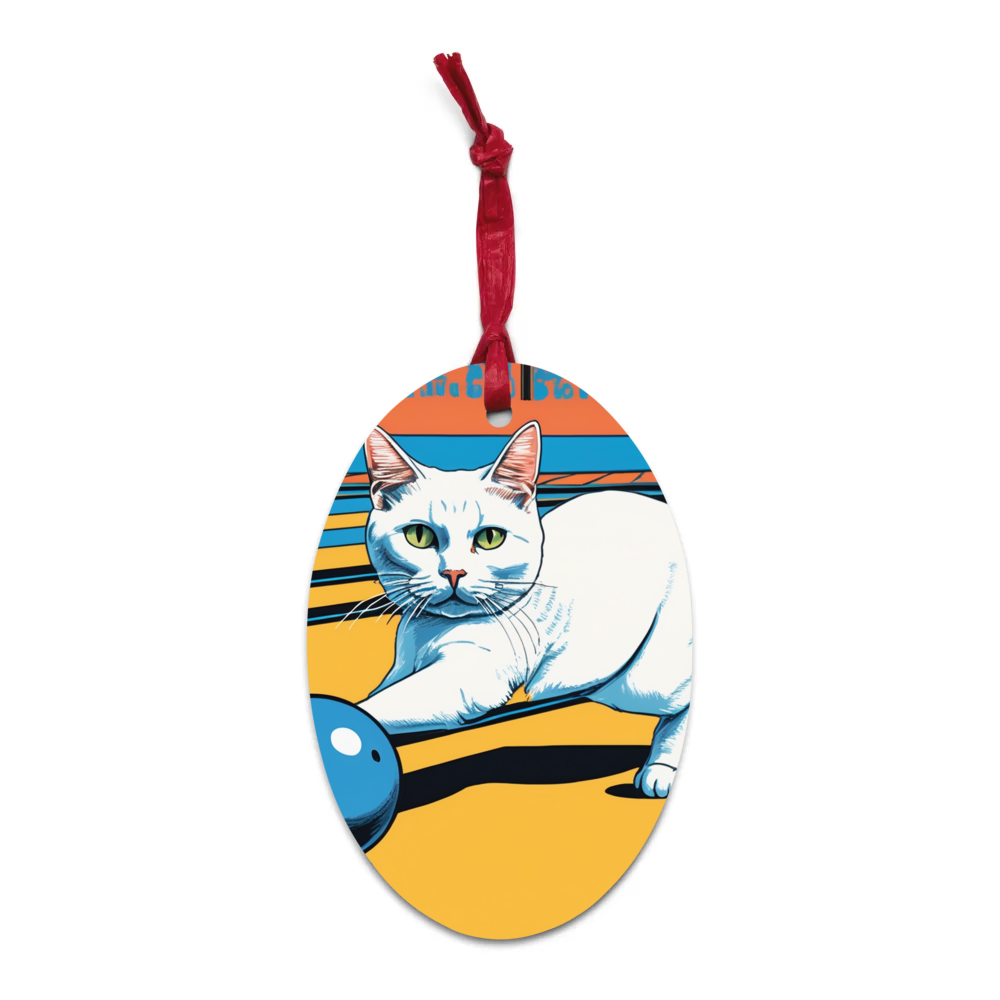 PugMug Custom White Companion Cat Wooden Ornament