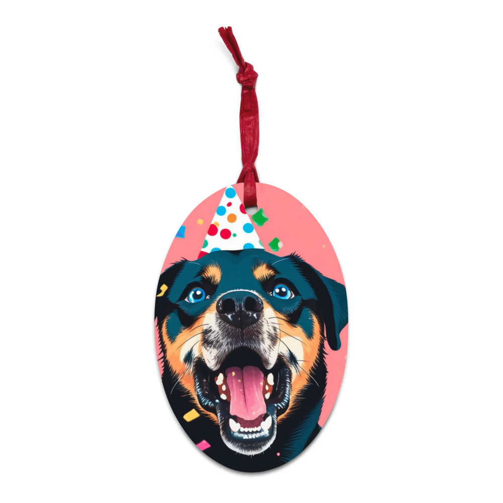 PugMug Custom Blue Wooden Ornament