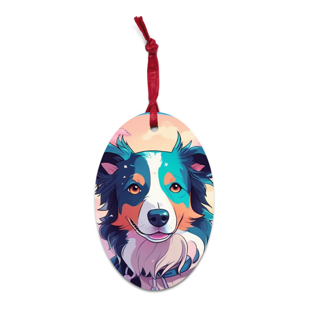 PugMug Custom Border Collie Wooden Ornament