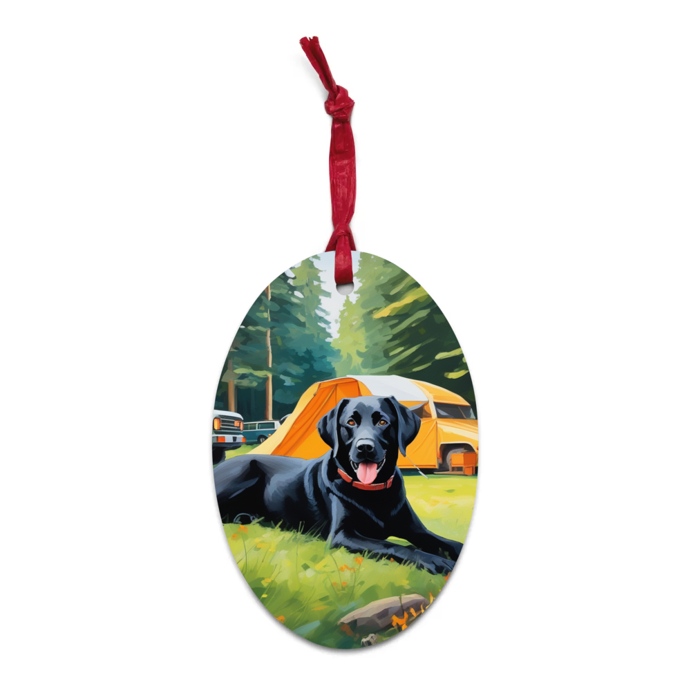 PugMug Custom Black Labrador Retriever Wooden Ornament