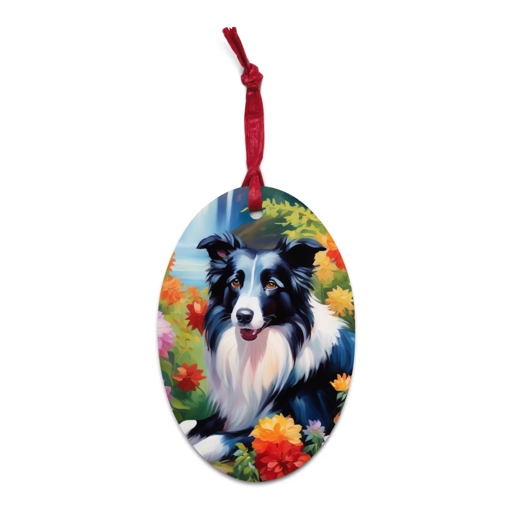 PugMug Custom Border Collie Wooden Ornament