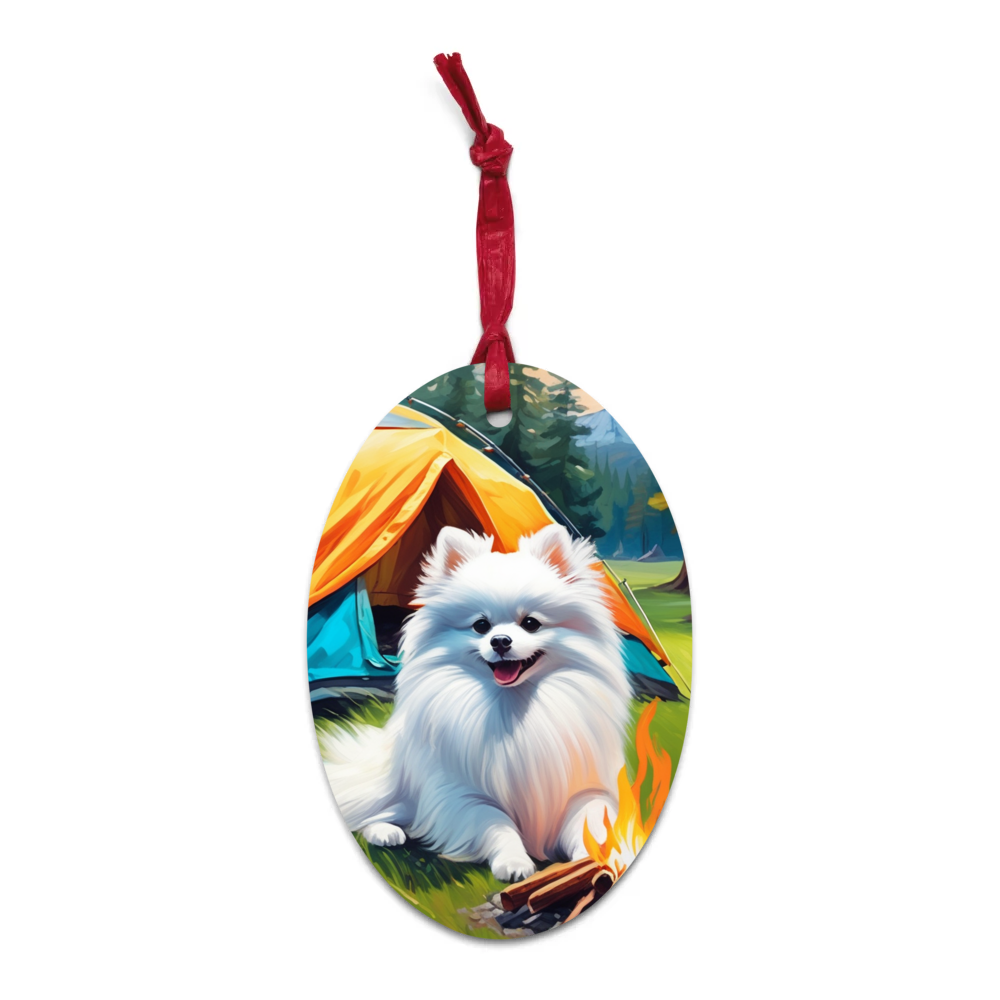 PugMug Custom White Pomeranian Wooden Ornament