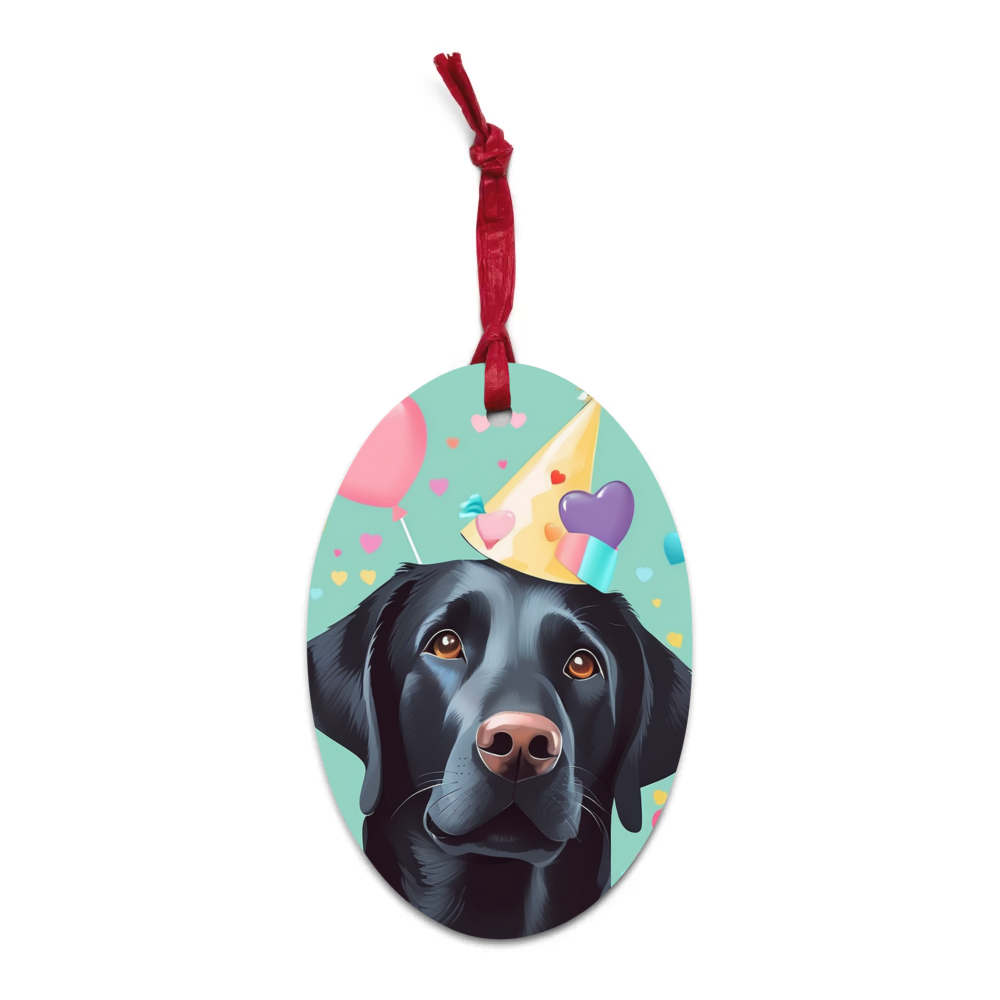 PugMug Custom Black Labrador Retriever Wooden Ornament