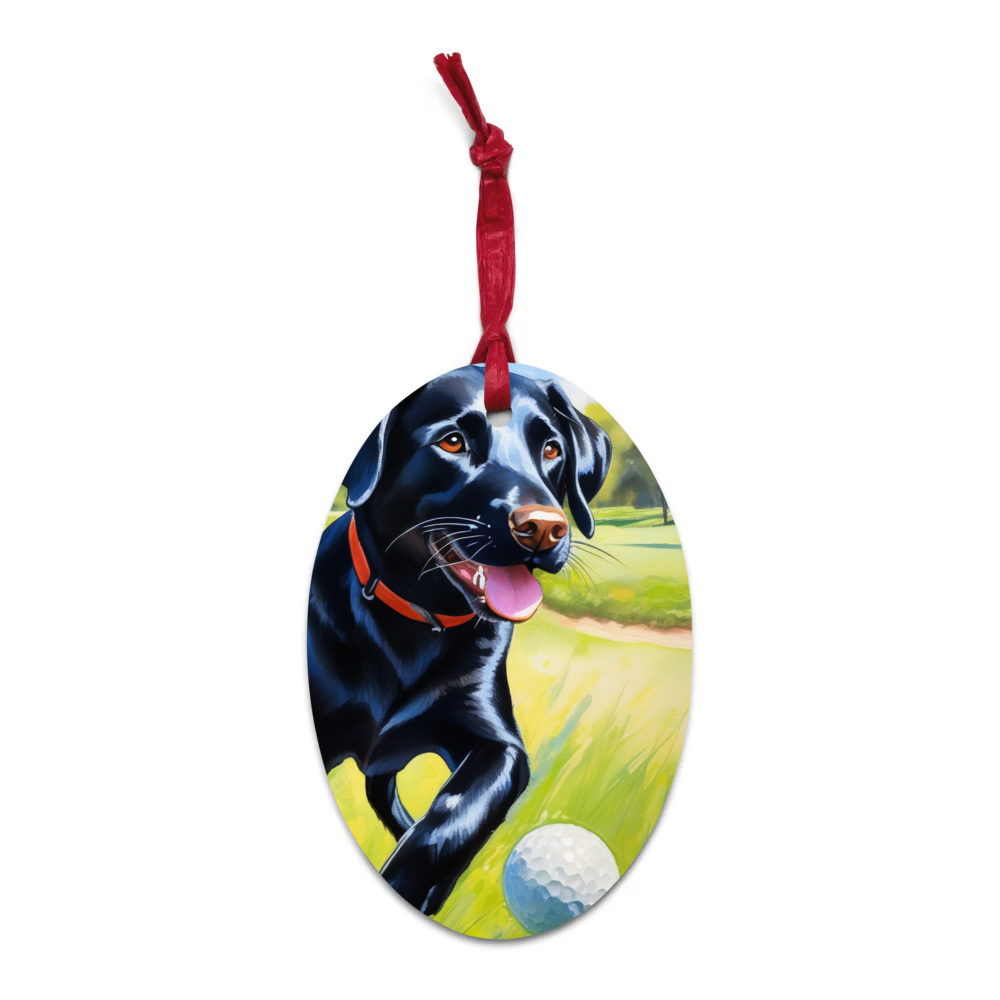 PugMug Custom Black Labrador Retriever Wooden Ornament
