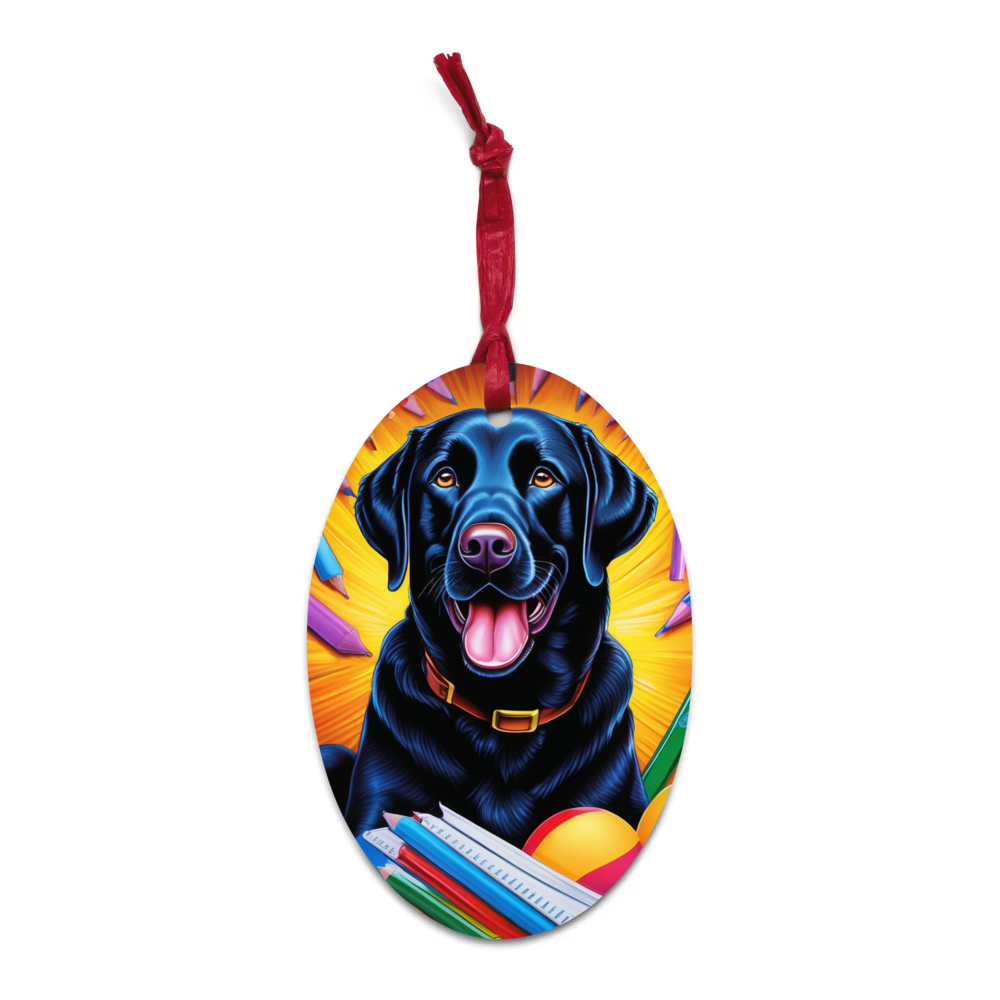 PugMug Custom Black Labrador Retriever Wooden Ornament