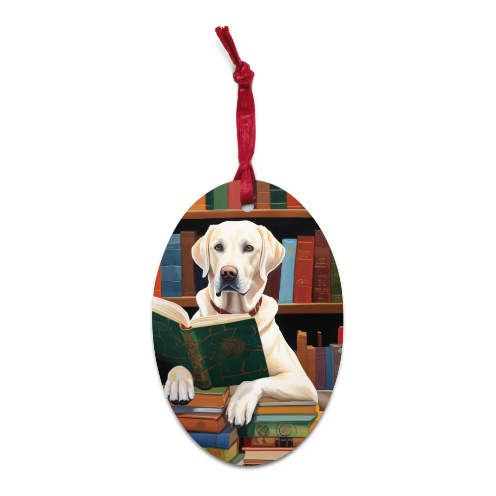 PugMug Custom White Labrador Retriever Wooden Ornament