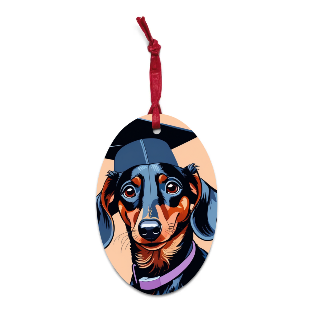 PugMug Custom Black Dachshund Wooden Ornament