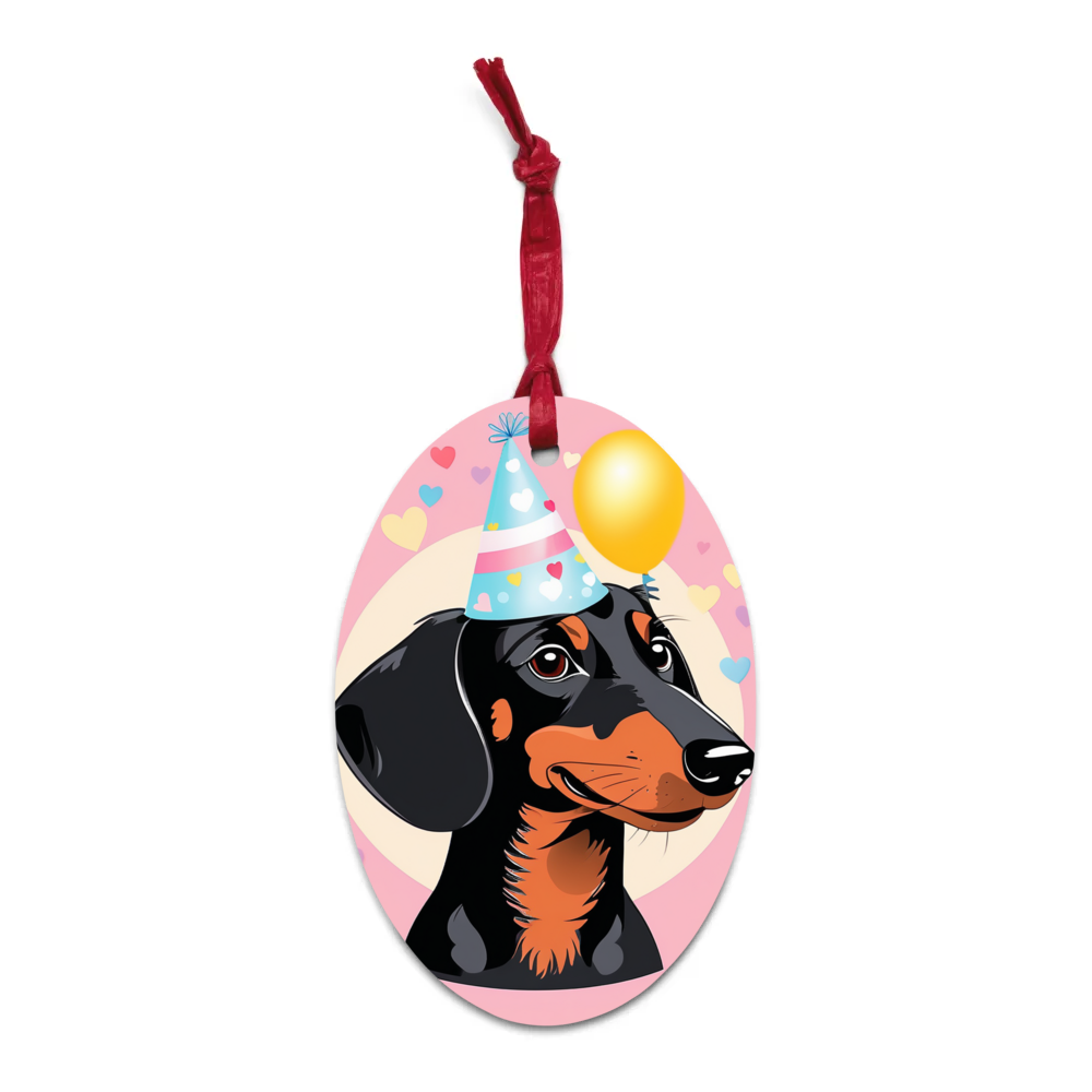 PugMug Custom Black Dachshund Wooden Ornament