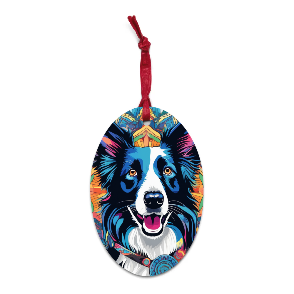 PugMug Custom Border Collie Wooden Ornament