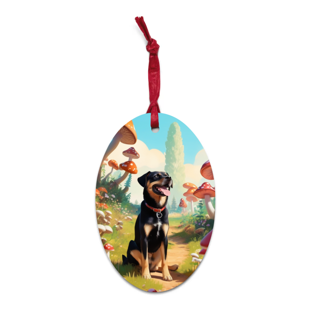 PugMug Custom Blue Wooden Ornament