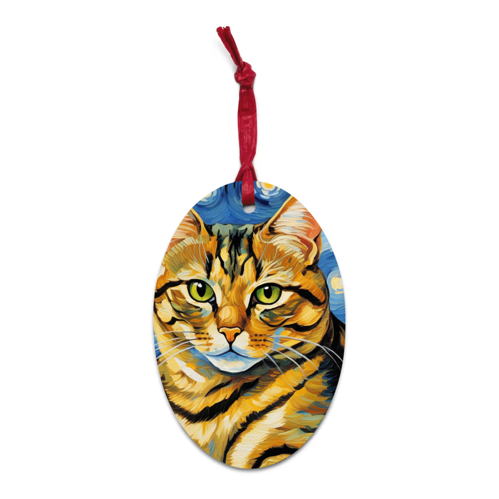 PugMug Custom Tabby Exotic Cat Wooden Ornament