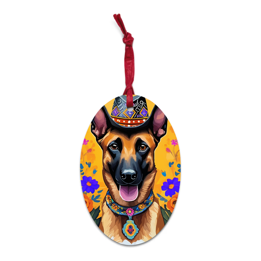 PugMug Custom Belgian Malinois Wooden Ornament