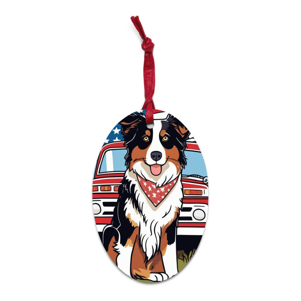 PugMug Custom Australian Shepherd Dog Wooden Ornament
