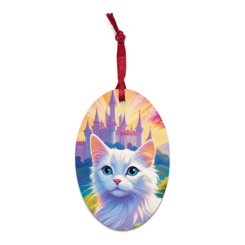 PugMug Custom White Companion Cat Wooden Ornament