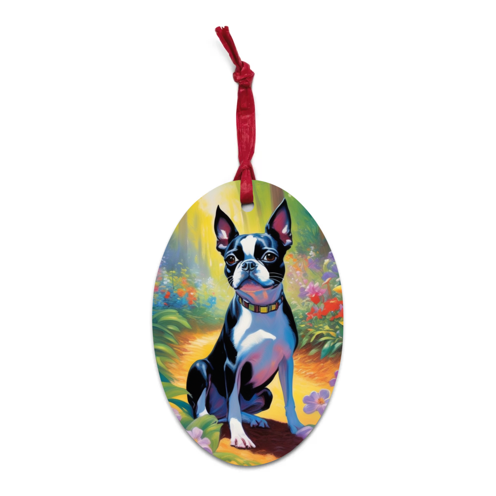 PugMug Custom Boston Terrier Wooden Ornament