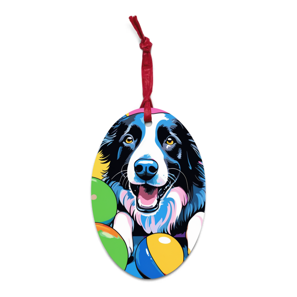 PugMug Custom Border Collie Wooden Ornament