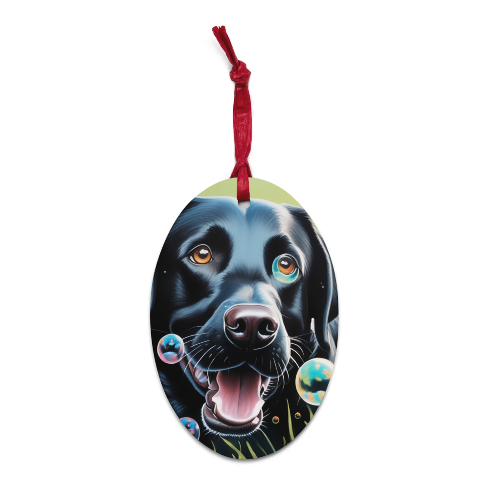 PugMug Custom Black Labrador Retriever Wooden Ornament