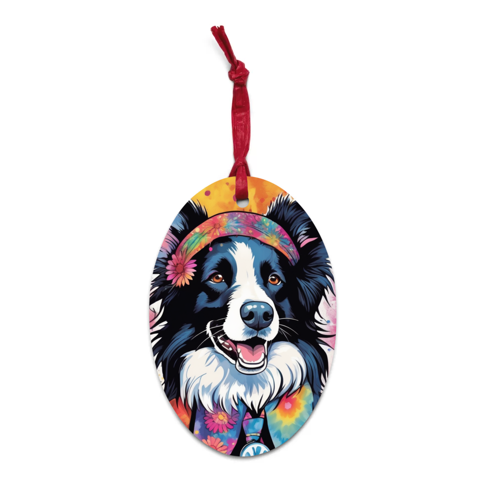 PugMug Custom Border Collie Wooden Ornament