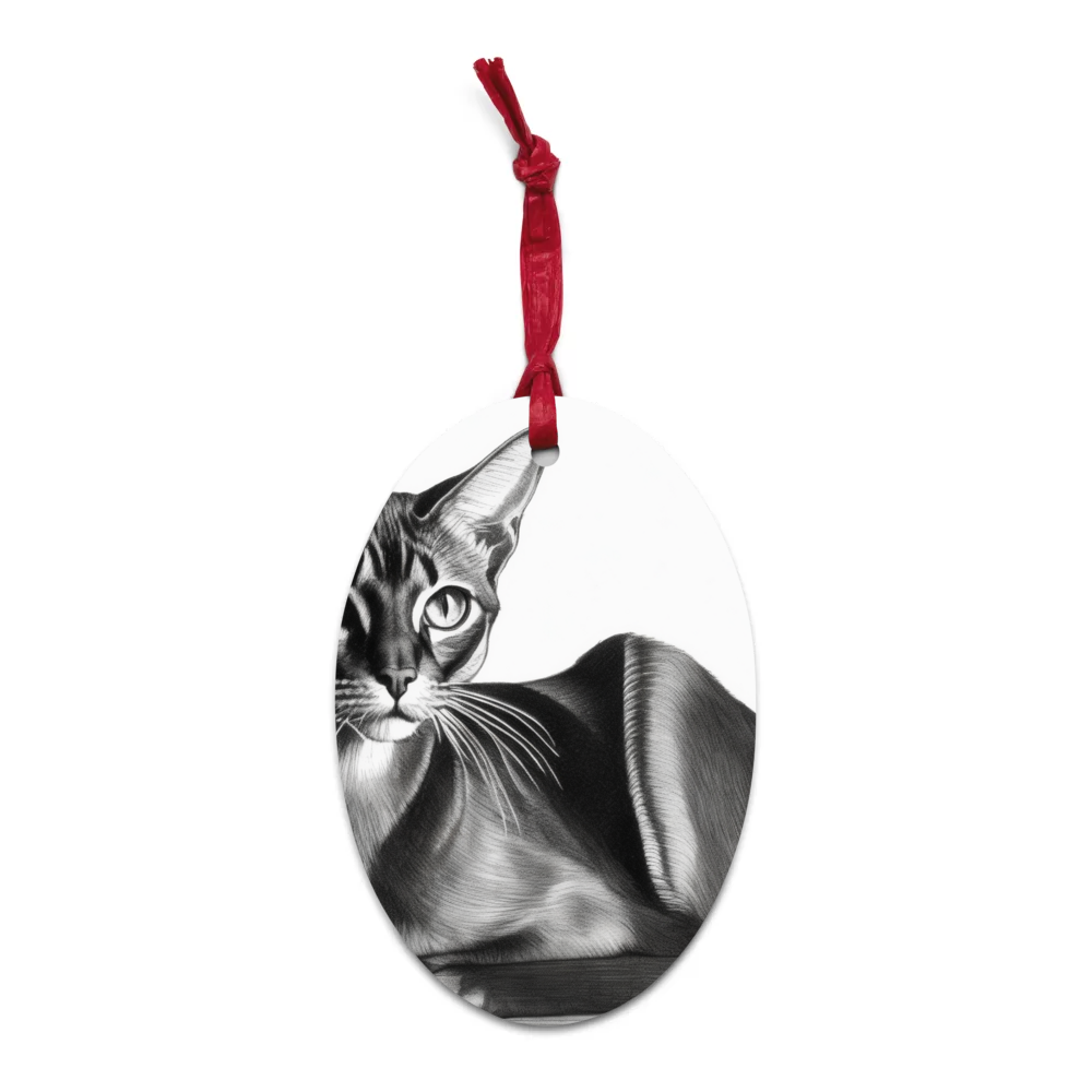 PugMug Custom Black Abyssinian Cat Wooden Ornament
