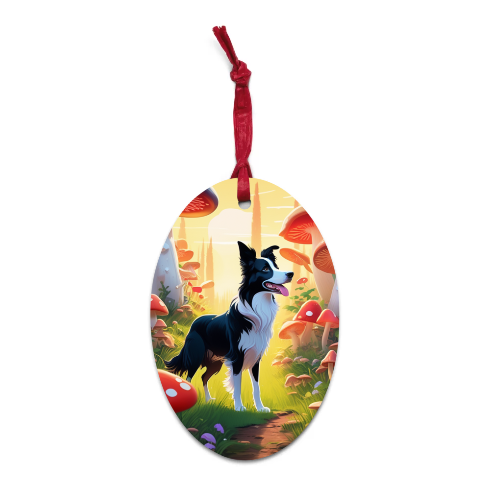 PugMug Custom Border Collie Wooden Ornament