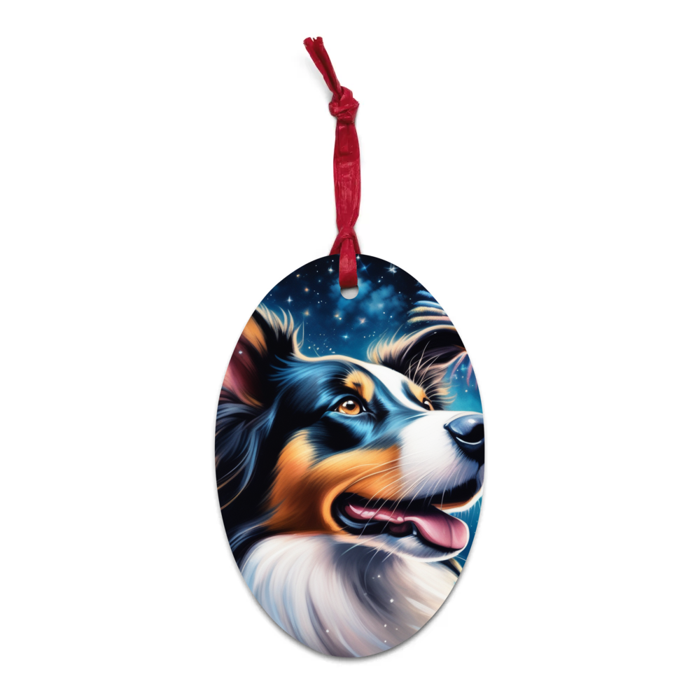 PugMug Custom Border Collie Wooden Ornament