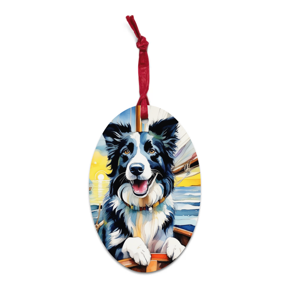 PugMug Custom Border Collie Wooden Ornament