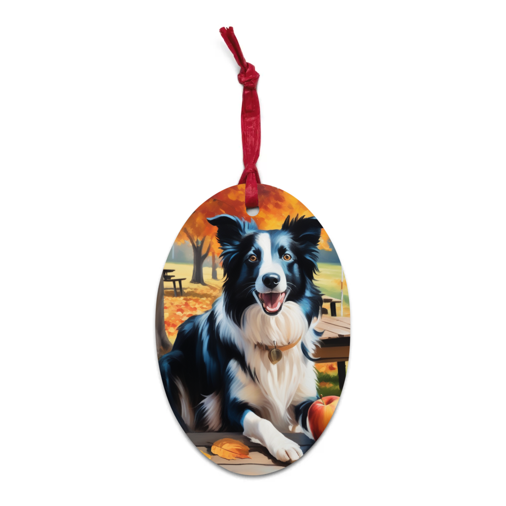 PugMug Custom Border Collie Wooden Ornament