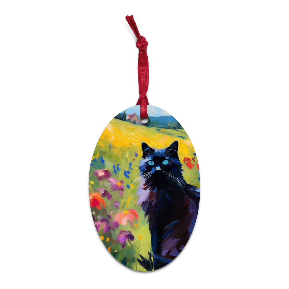 PugMug Custom Black Ragdoll Cat Wooden Ornament