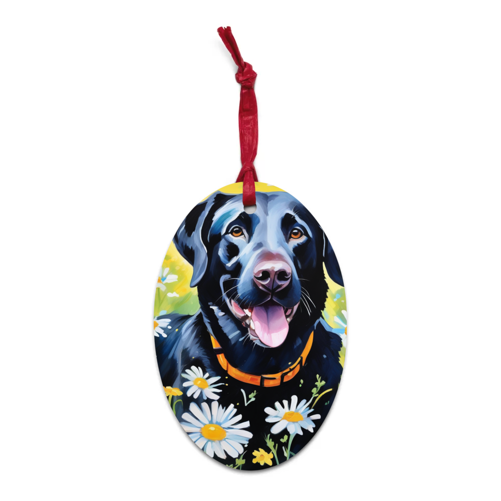 PugMug Custom Black Labrador Retriever Wooden Ornament