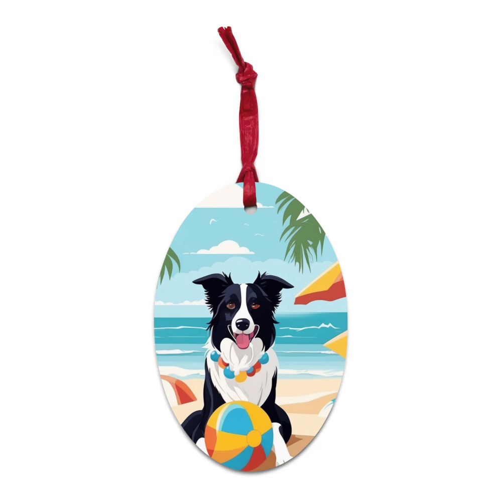 PugMug Custom Border Collie Wooden Ornament