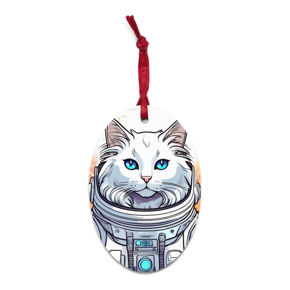 PugMug Custom White Ragdoll Cat Wooden Ornament