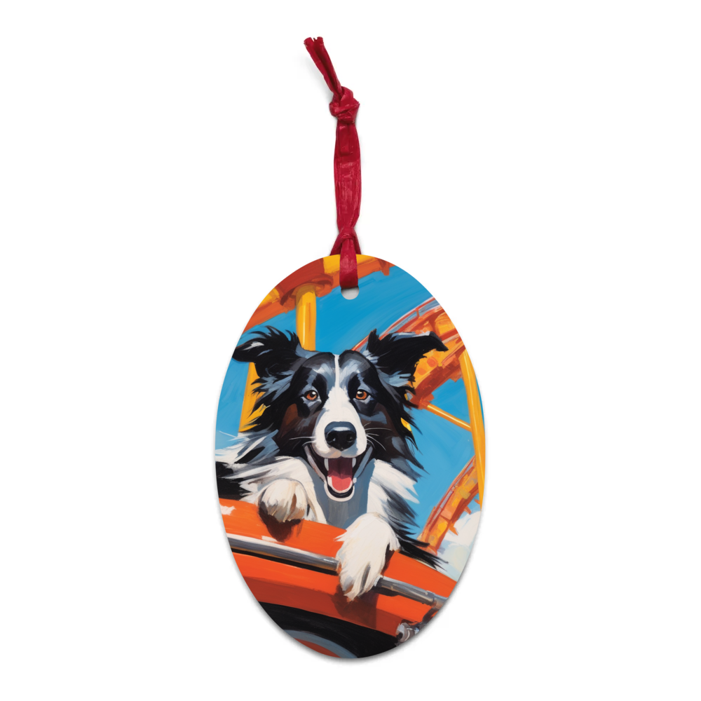 PugMug Custom Border Collie Wooden Ornament