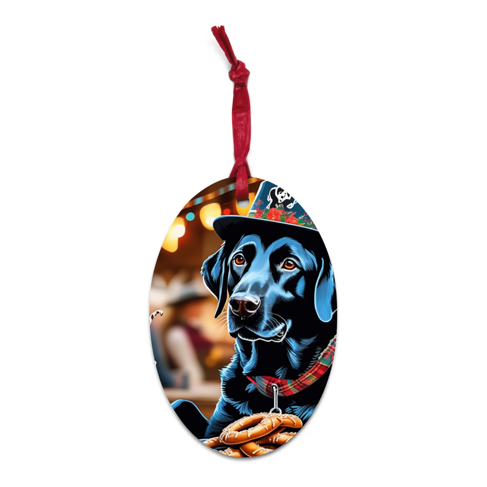 PugMug Custom Black Labrador Retriever Wooden Ornament