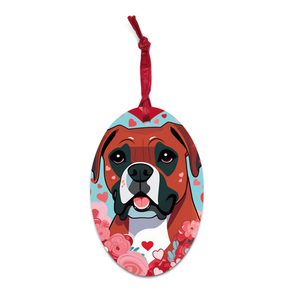 PugMug Custom Boxer Dog Wooden Ornament