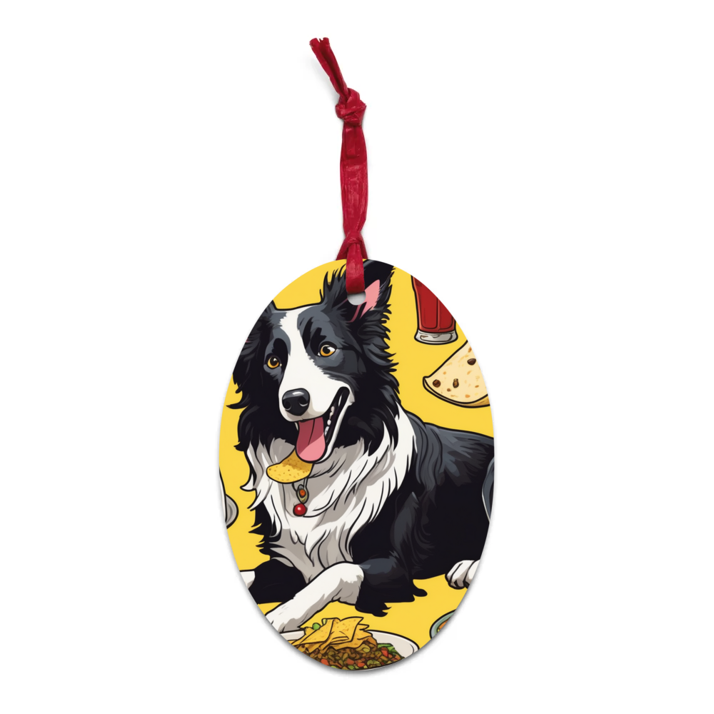 PugMug Custom Border Collie Wooden Ornament