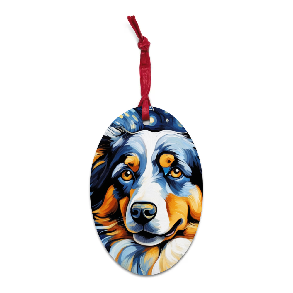 PugMug Custom Australian Shepherd Dog Wooden Ornament