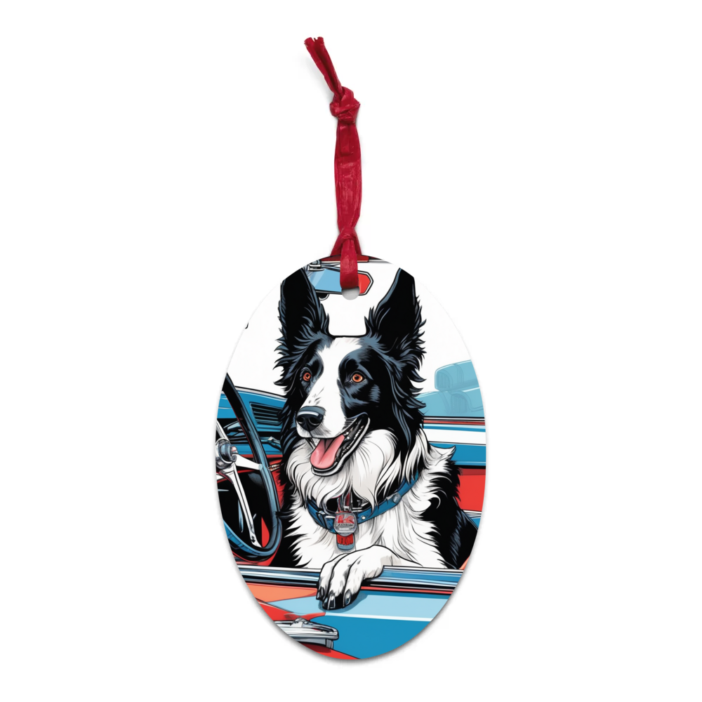 PugMug Custom Border Collie Wooden Ornament